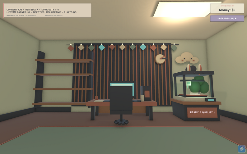 The toy workshop, job tracker, and upgrade controls in How to make Toys